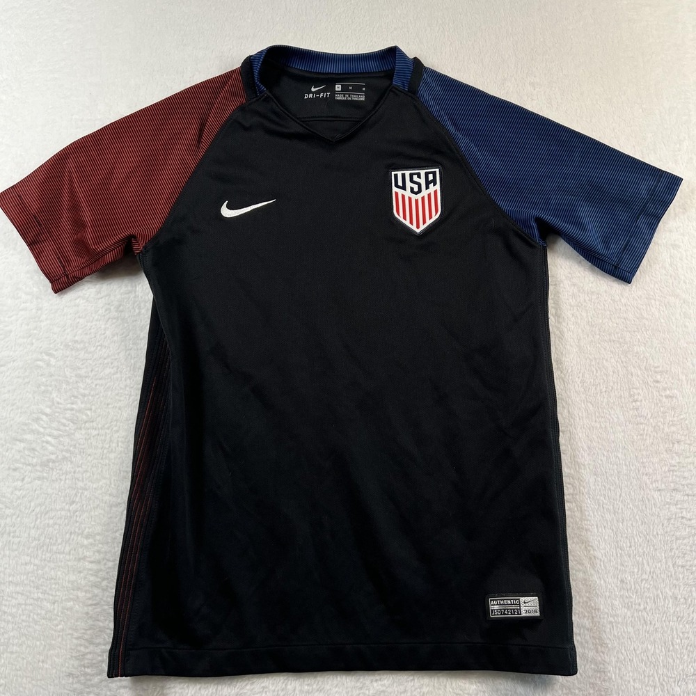 USA Jersey Youth Medium Black Soccer Shirt Nike Dri Fit Authentic 2016 USMNT